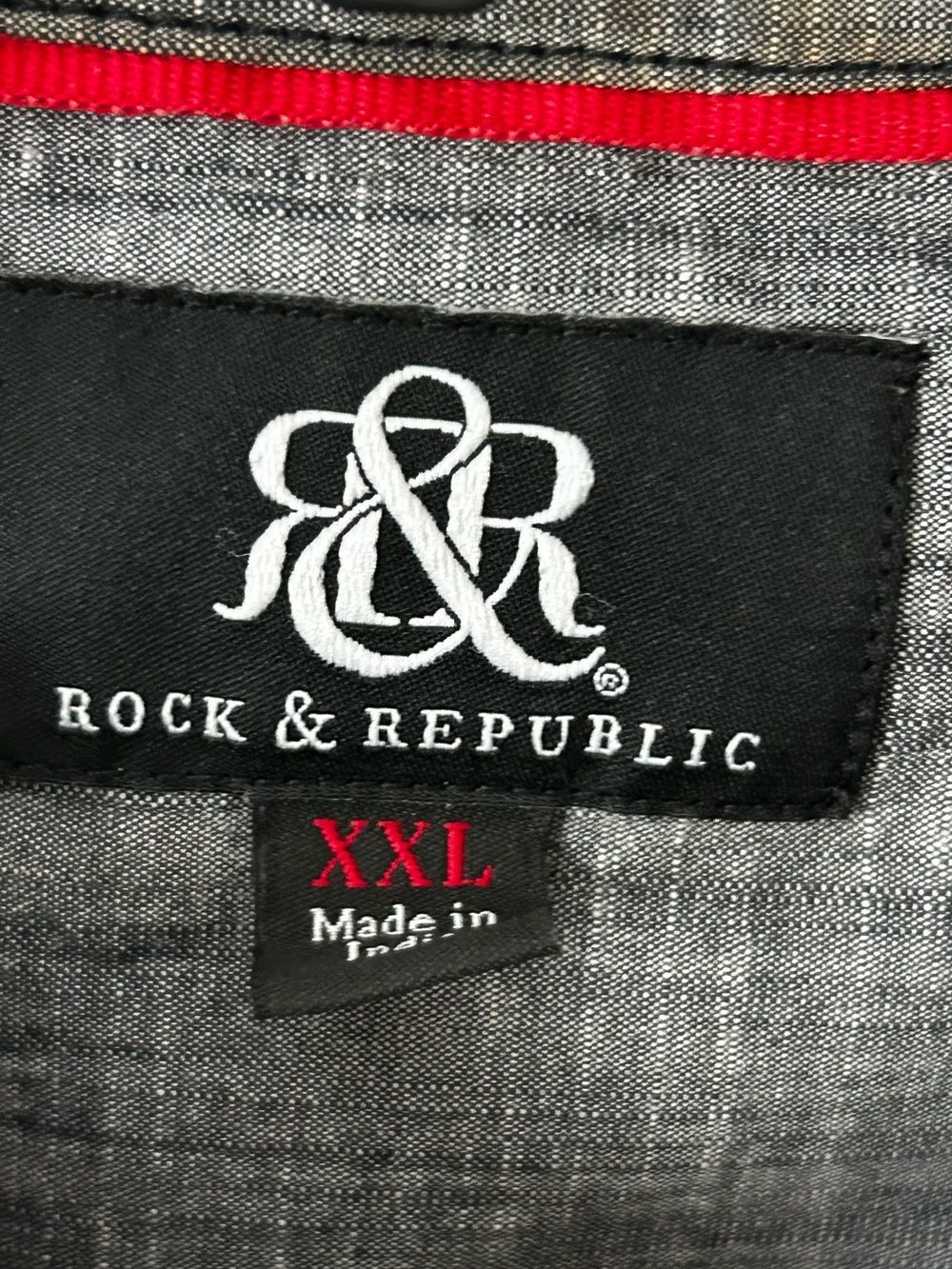Rock & Republic Button Shirt Men's XXL Gray Short Sleeve Pocket‎ Collared - Picture 4 of 8